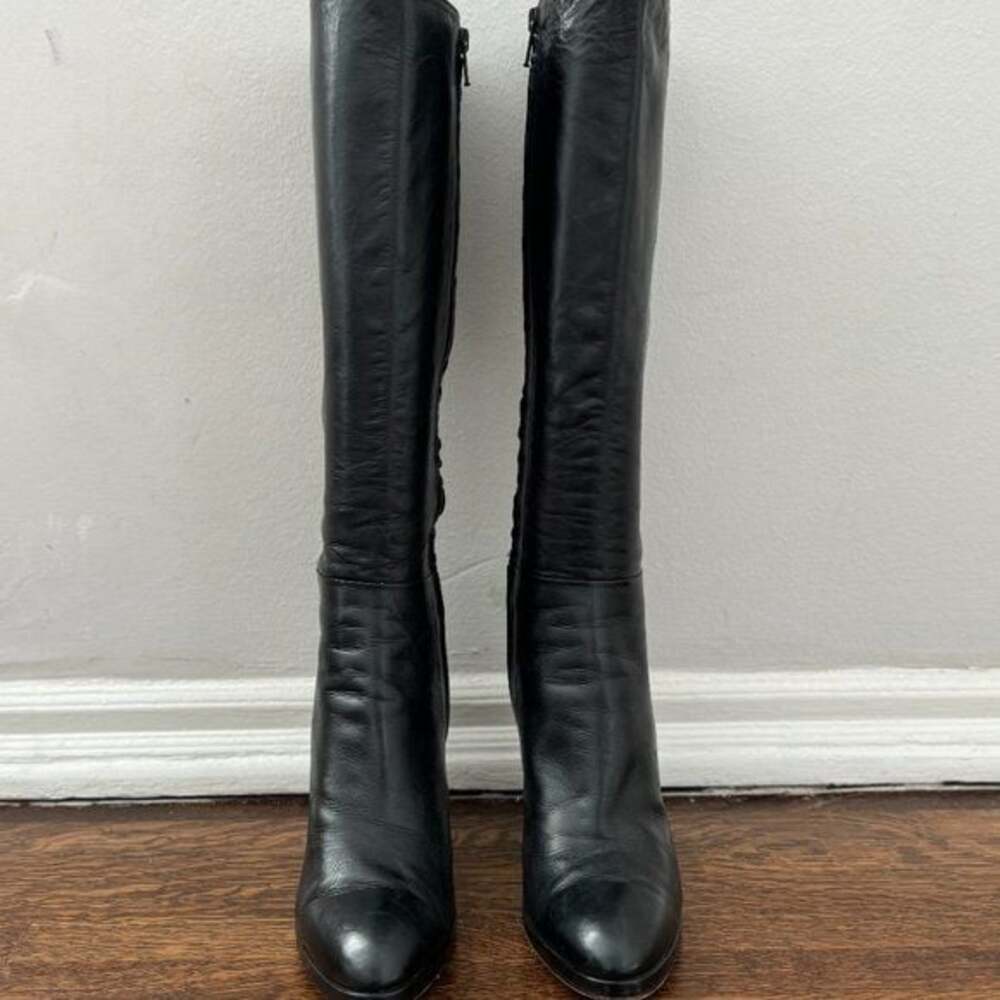 L.K. Bennett London Black Leather Knee high Boots - Picture 3 of 8